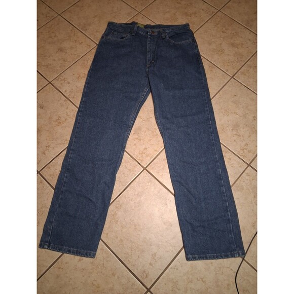 New Wrangler Men's 5 Star Straight Leg Jeans Regular Fit Dark Blue Size 34x32 - Picture 1 of 4